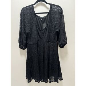 Torrid Black Lace Stretch Long Sleeve Dress‎ Size 2 NWT
